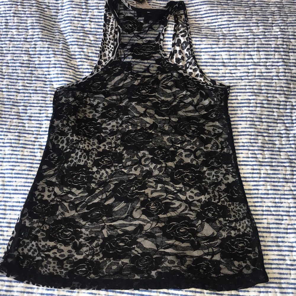 Iris Black Basic Racerback Tank Top Large - Picture 3 of 10